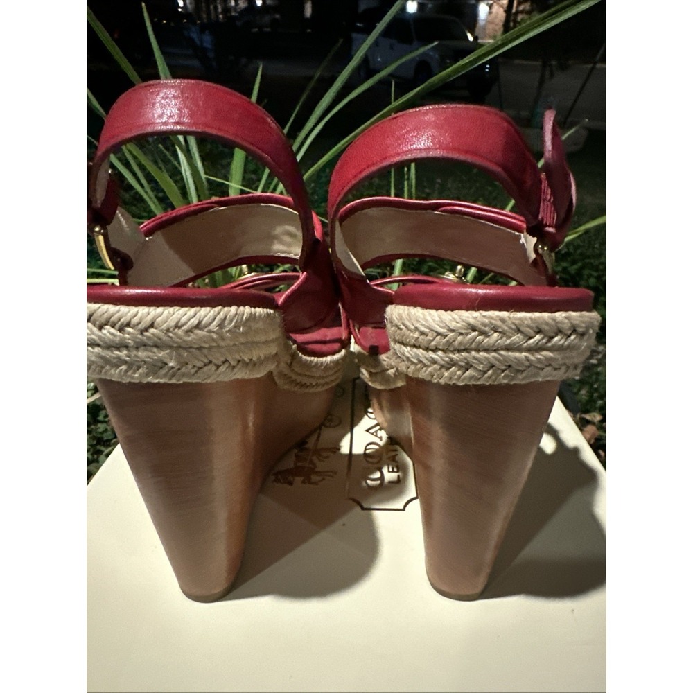 Coach Y2K Mariam Washed Tumbled Leather Crimson Wedge Turlock Hardware 7M - Picture 8 of 11
